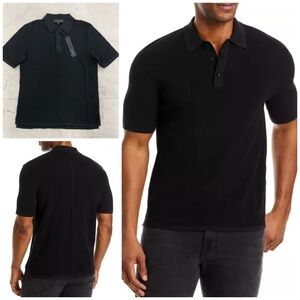 (RG-12) Rag & Bone Harvey Knit Polo In Black